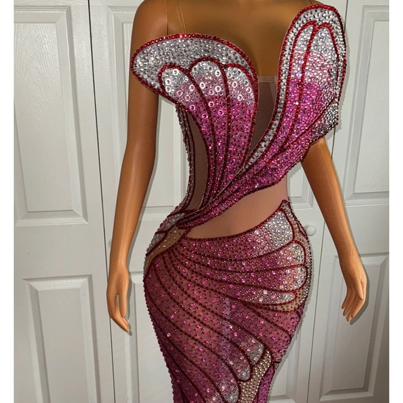 Glamorous Strapless Pink and Red Dress - Picture 2 of 3